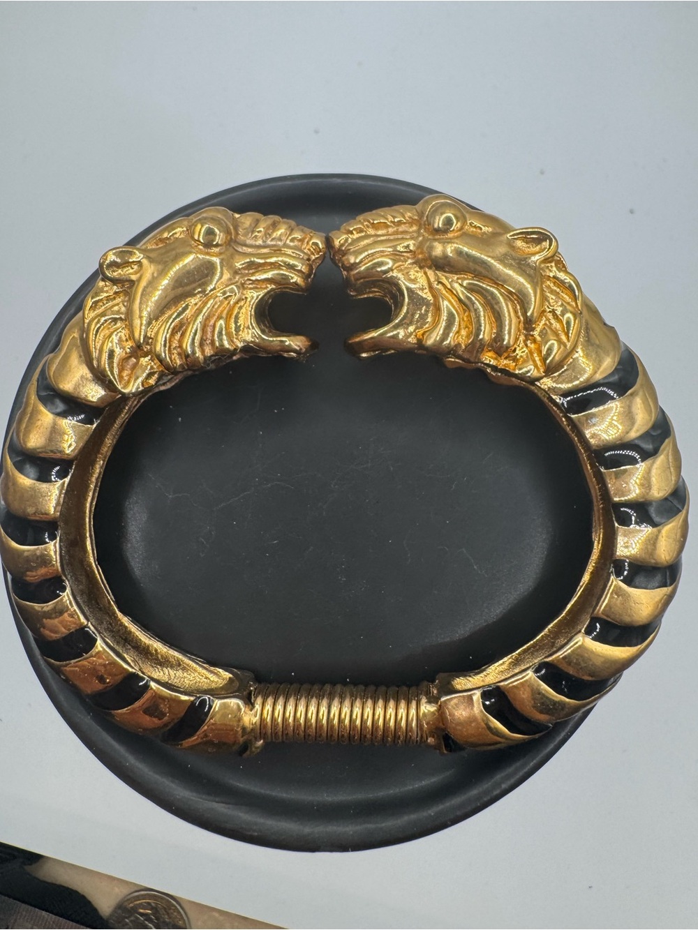 Gold-Plated Tiger Head Bracelet, 89.13
Grams, 2.5 Inch Diameter